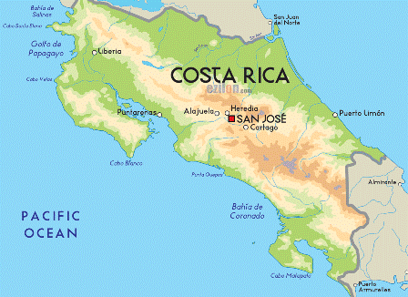Map with Costa Rica